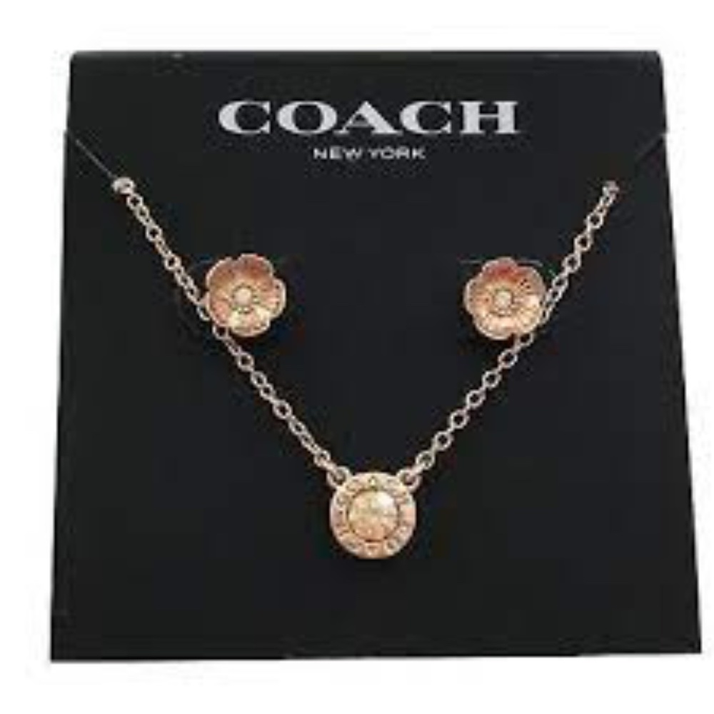 Rose Gold Coach earrings and Necklace Set
